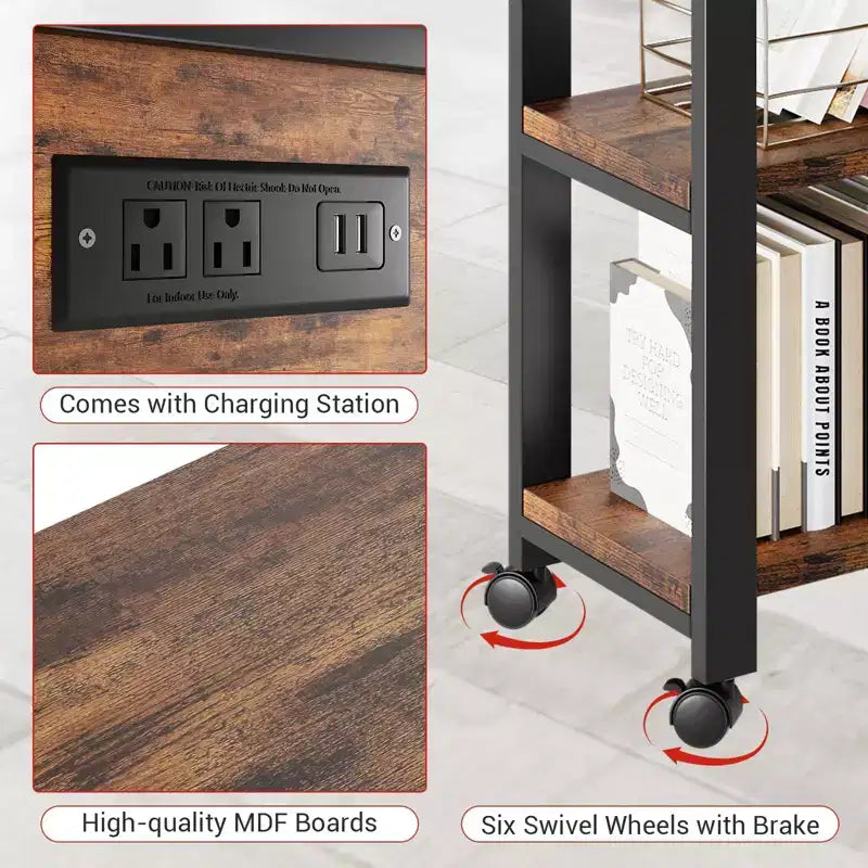 Table d'appoint rotative à 360° avec rangement