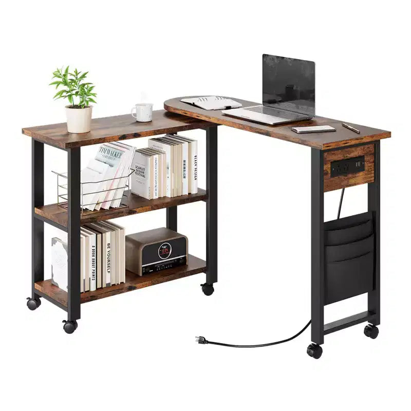 Table d'appoint rotative à 360° avec rangement