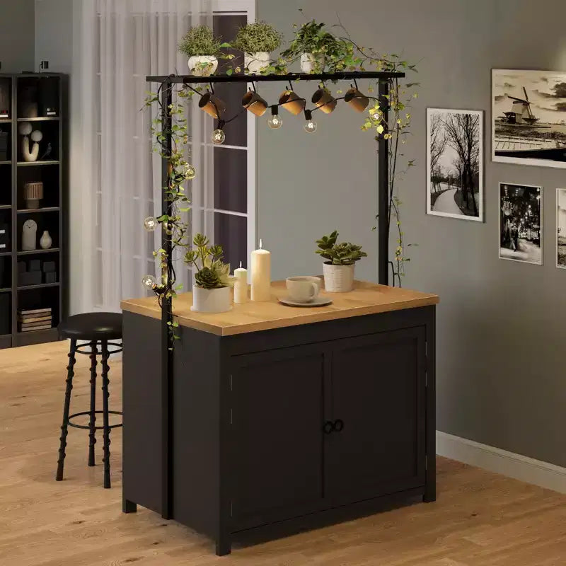 Îlot de cuisine avec rangement, Chariot de cuisine multifonctionnel robuste avec comptoir de 1,2 m
