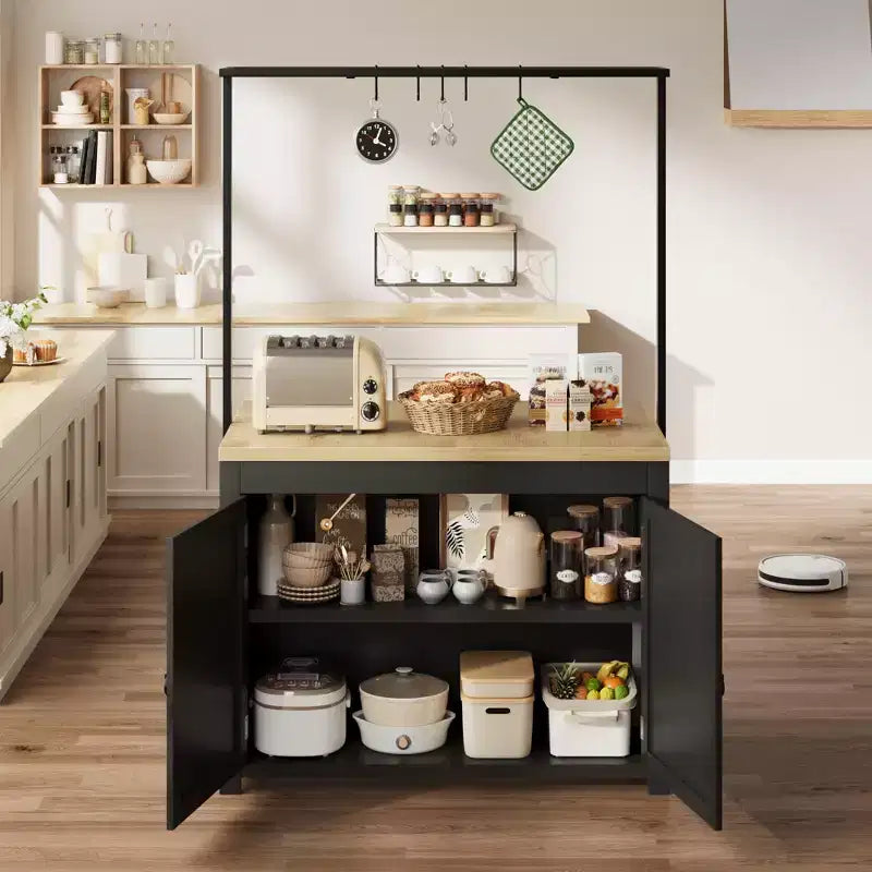 Îlot de cuisine avec rangement, Chariot de cuisine multifonctionnel robuste avec comptoir de 1,2 m