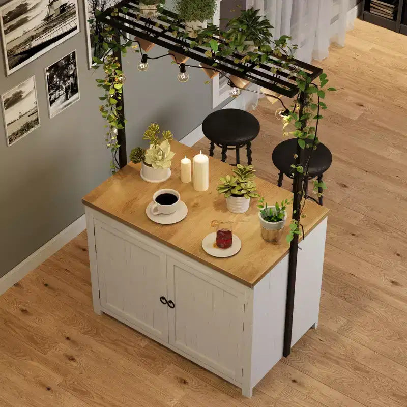 Îlot de cuisine avec rangement, Chariot de cuisine multifonctionnel robuste avec comptoir de 1,2 m