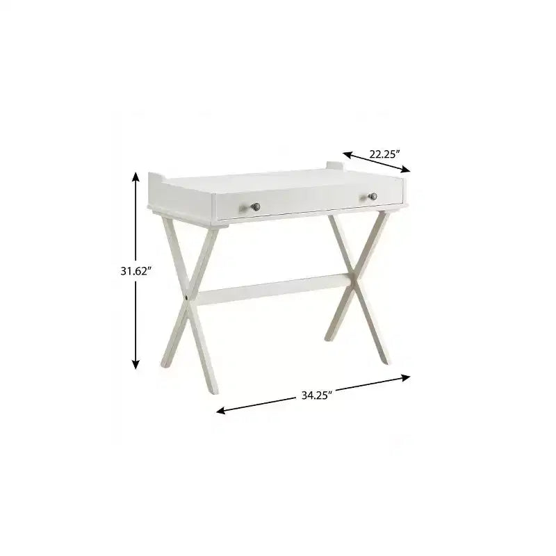 Bureau à abattant en bois blanc patiné