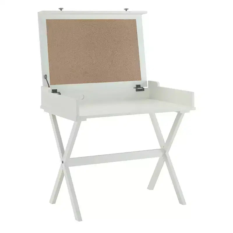 Bureau à abattant en bois blanc patiné