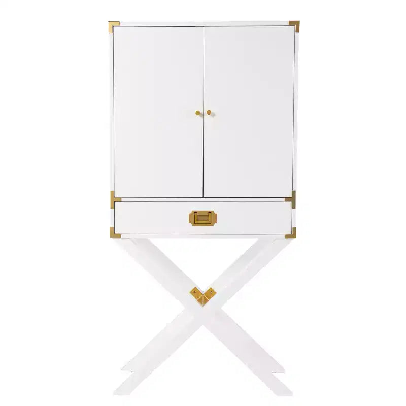 Campaign Tall Bar Cabinet with Storage - White - SEI