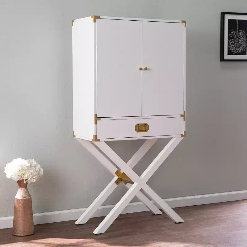 Meuble bar haut de rangement blanc