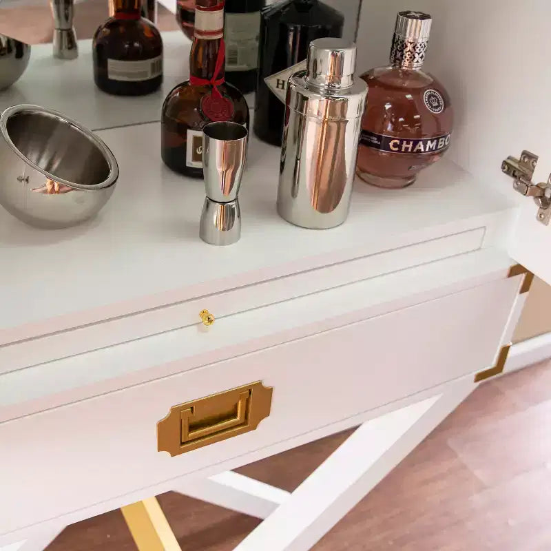Meuble bar haut de rangement blanc