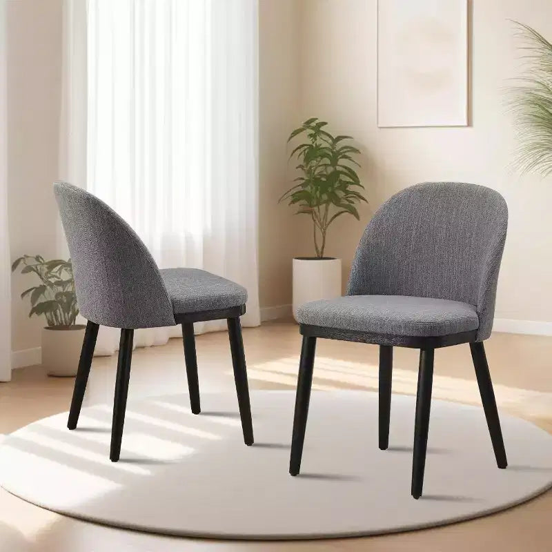 Dining Chairs Set of 2, Upholstered Kitchen Side Chairs with Curved Backrest, Armless Dining Chair