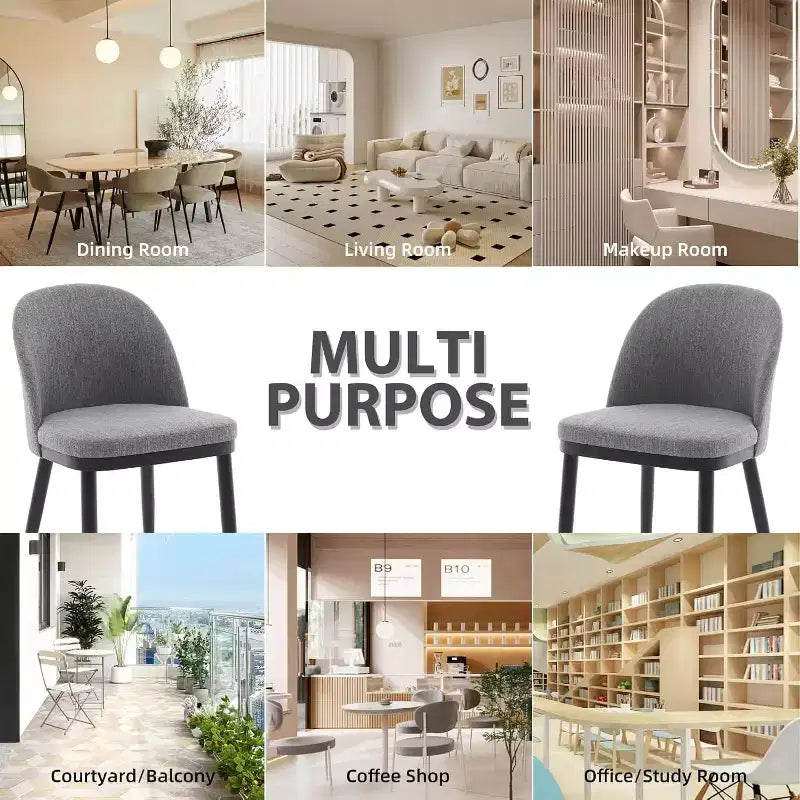 Chaises de salle à manger capitonnées, chaises d'appoint de cuisine avec dossier incurvé