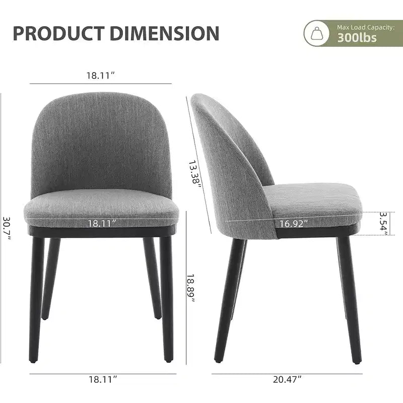 Chaises de salle à manger capitonnées, chaises d'appoint de cuisine avec dossier incurvé