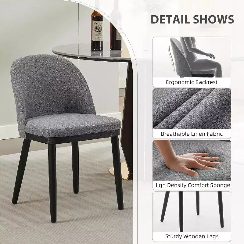 Chaises de salle à manger capitonnées, chaises d'appoint de cuisine avec dossier incurvé