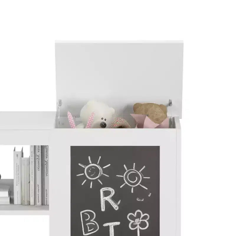 Étagère à livres et meuble de rangement pour jouets pour enfants avec tableau noir C Organisateur moderne blanc