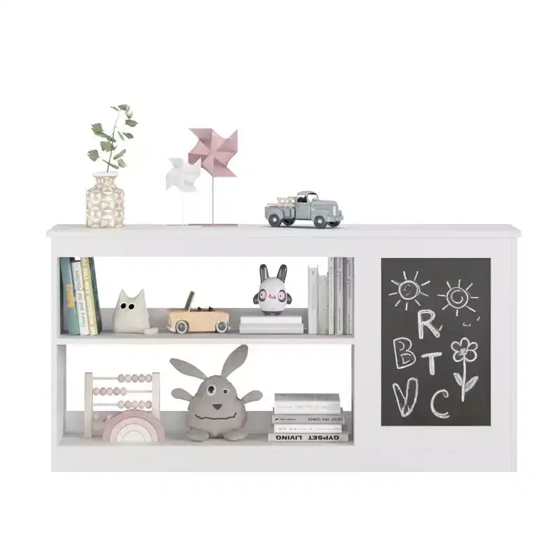 Étagère à livres et meuble de rangement pour jouets pour enfants avec tableau noir C Organisateur moderne blanc