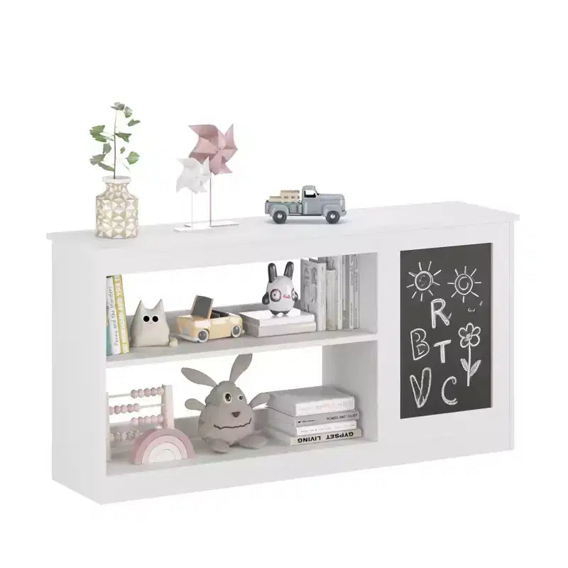 Étagère à livres et meuble de rangement pour jouets pour enfants avec tableau noir C Organisateur moderne blanc