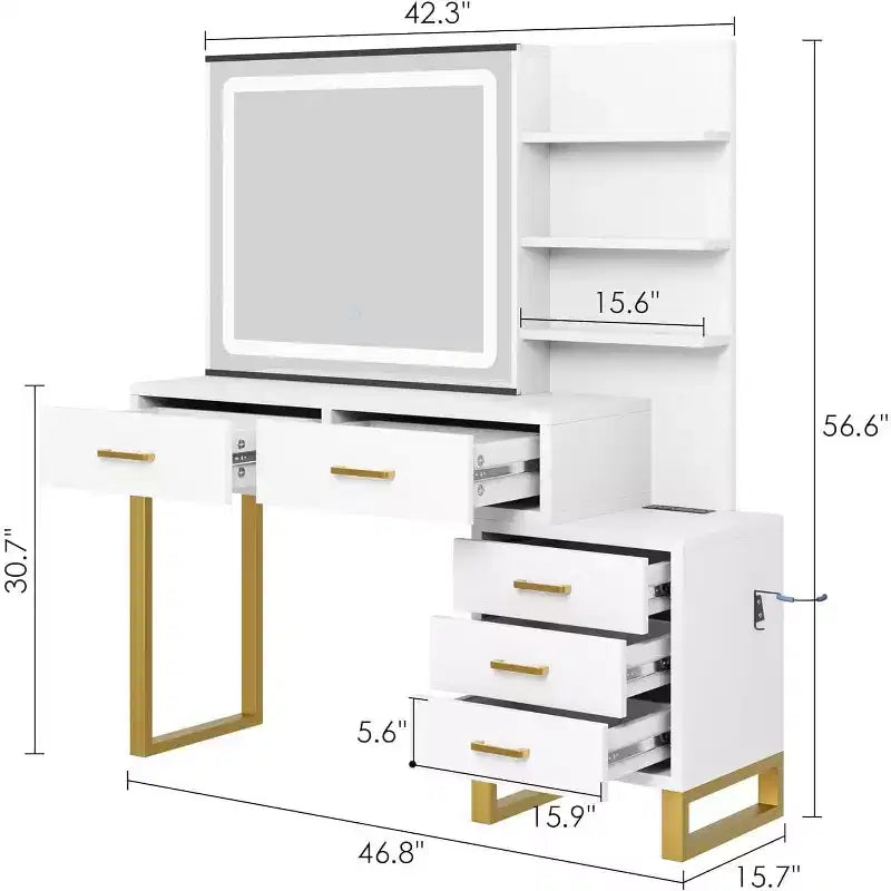 Coiffeuse, Grande Table de Maquillage, 3 Modes d'Éclairage