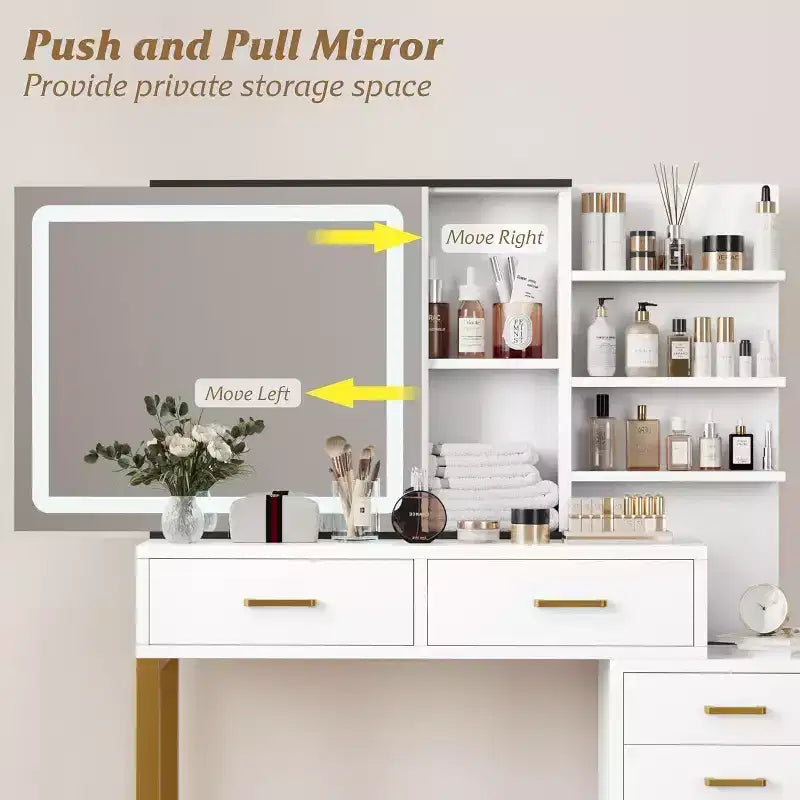 Coiffeuse, Grande Table de Maquillage, 3 Modes d'Éclairage