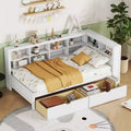 Lit jumeau avec 2 tiroirs de rangement et ports pour chambre à coucher, blanc