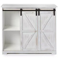The Lakeside Collection Kitchen Buffet Wooden Cabinet with Sliding Barn-Doors -