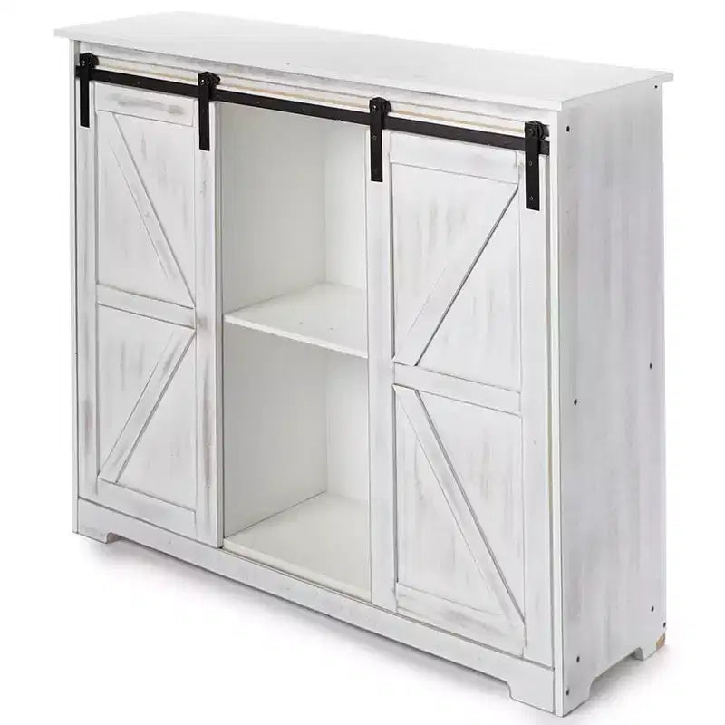 Buffet de cuisine en bois avec portes coulissantes façon grange