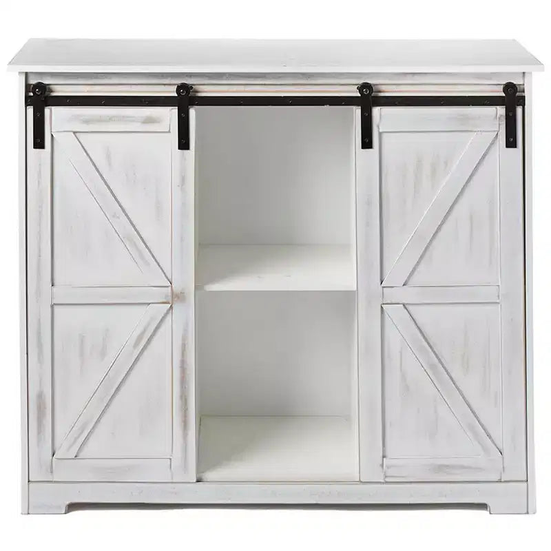 Buffet de cuisine en bois avec portes coulissantes façon grange