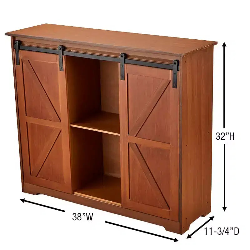 Buffet de cuisine en bois avec portes coulissantes façon grange