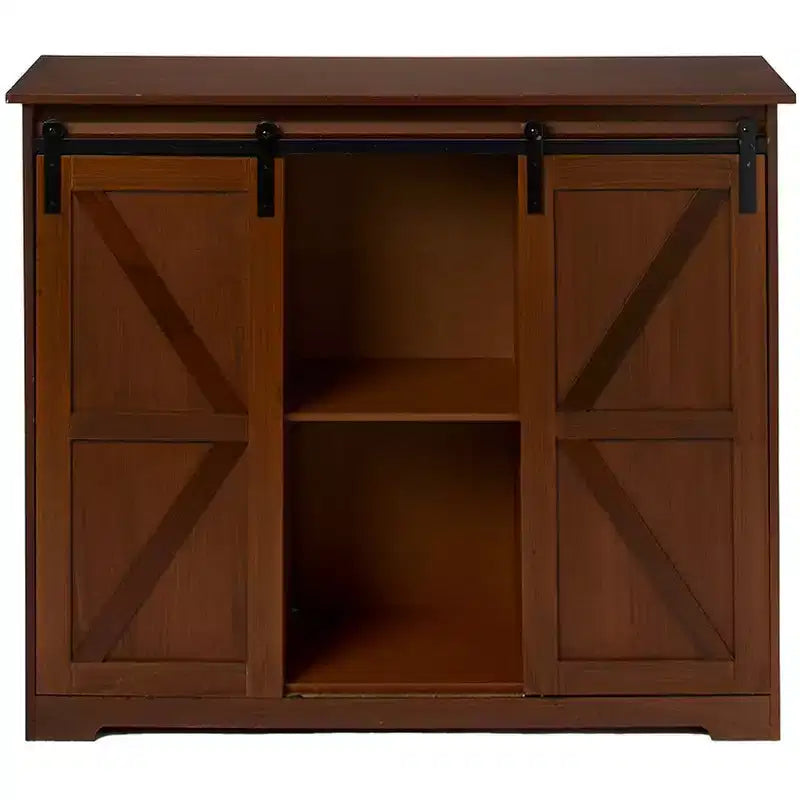 Buffet de cuisine en bois avec portes coulissantes façon grange