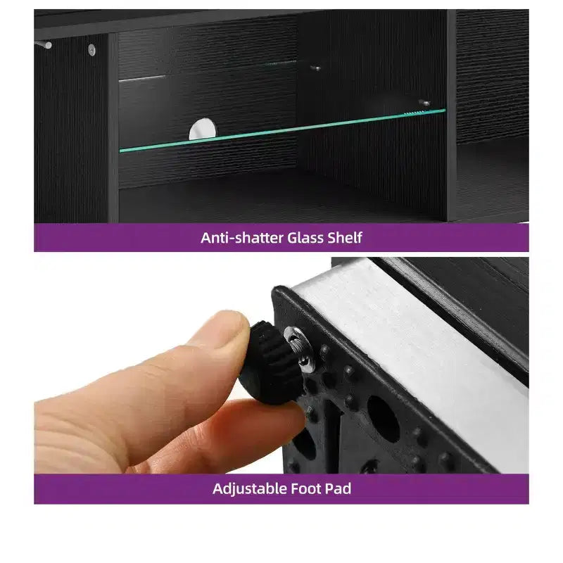 Meuble TV moderne avec support réglable en hauteur pour TV 65 pouces, meuble de divertissement à LED