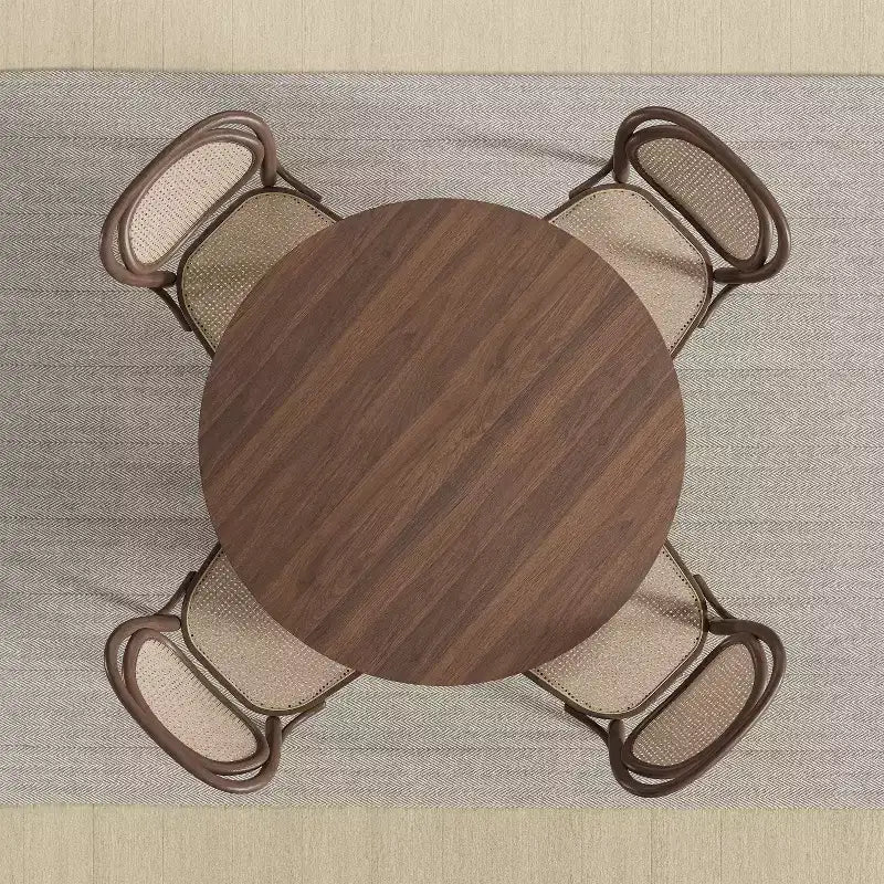 Table de salle à manger de cuisine de ferme, pieds en rotin tressé