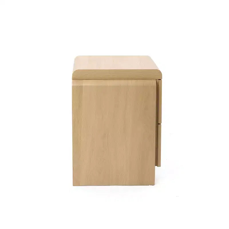 Table de chevet à 2 tiroirs en chêne blanc du milieu du siècle, table d'appoint en bois marron