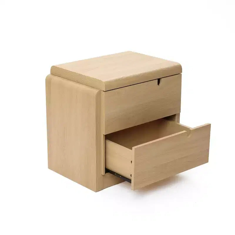 Table de chevet à 2 tiroirs en chêne blanc du milieu du siècle, table d'appoint en bois marron