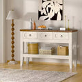 Farmhouse Rustic 47 Console Table with Drawers  Solid Wood Legs Entryway Table with Bottom Shelf  Easy Assembly for Living Room, Foyer, Entrance