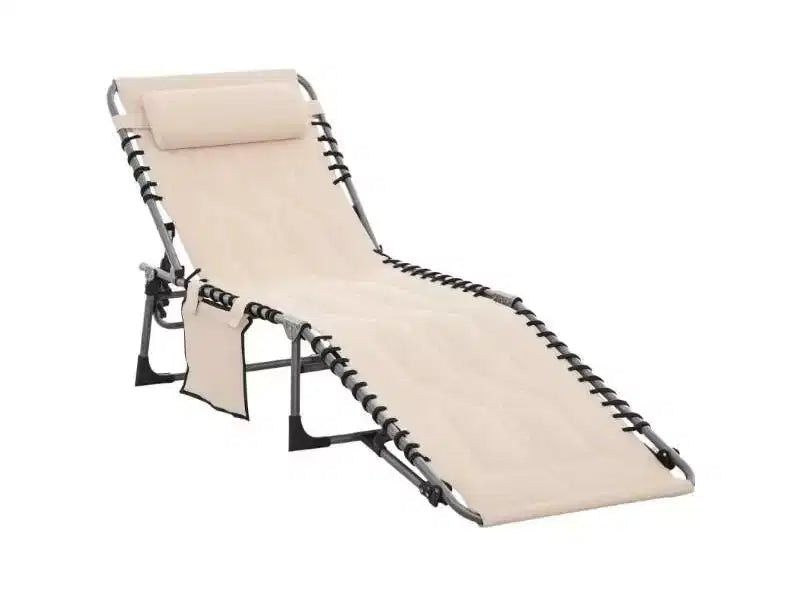 Chaise longue inclinable d'extérieur rembourrée et pliable avec dossier réglable