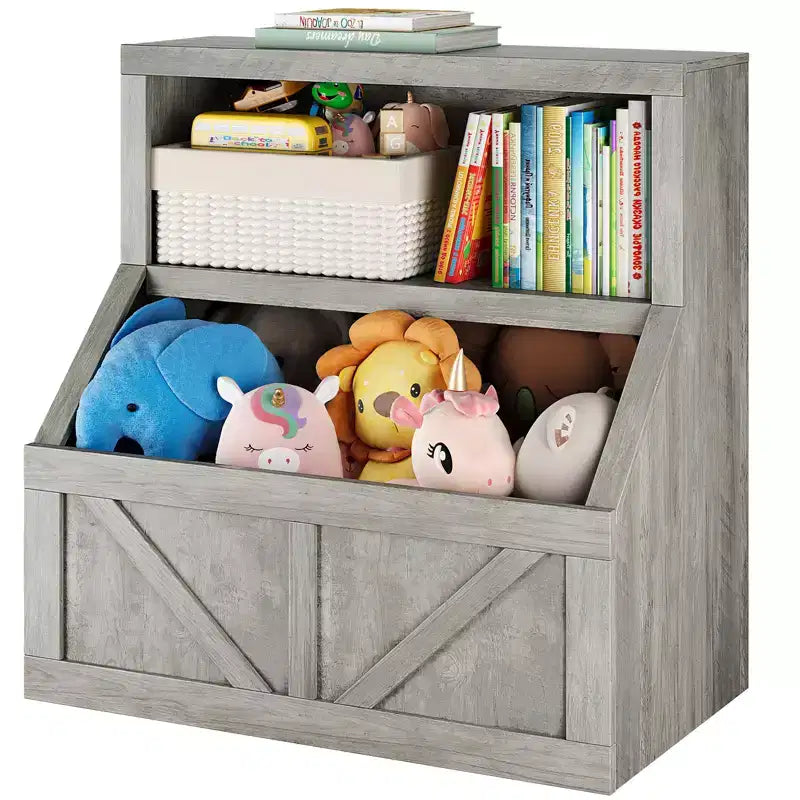 Étagère à Jouets et Livres pour Enfants en Bois avec Grand Rangement