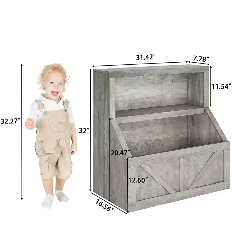 Étagère à Jouets et Livres pour Enfants en Bois avec Grand Rangement