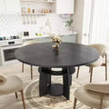 Space-Saving 47 Round Dining Table for 4-6, Storage Shelf, Adjustable Feet, Easy to Clean Surface