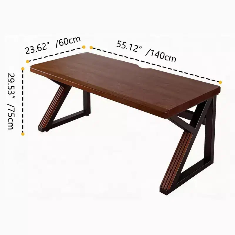 Bureau de travail extra-long en bois moderne avec pieds en K en acier au carbone