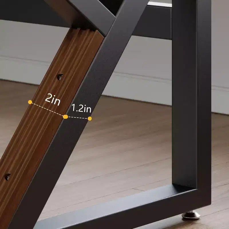Bureau de travail extra-long en bois moderne avec pieds en K en acier au carbone