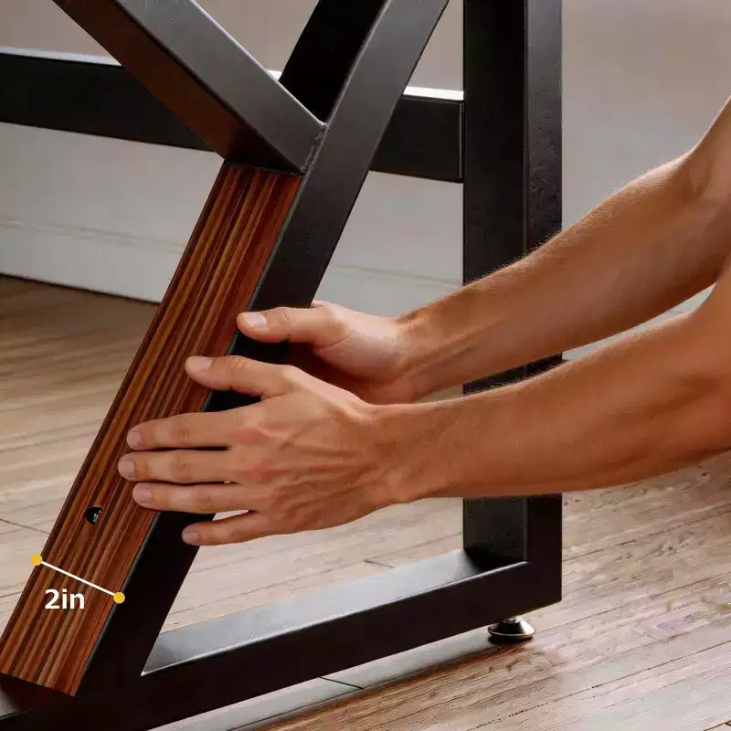 Bureau de travail extra-long en bois moderne avec pieds en K en acier au carbone