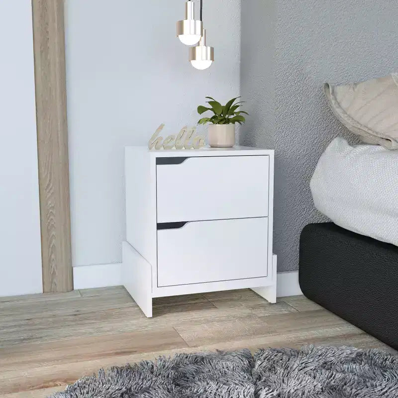 With a clean modern design, this Luss Nightstand, Bedside Table with 2-Drawers provides practical storage and a sturdy structure, making it.