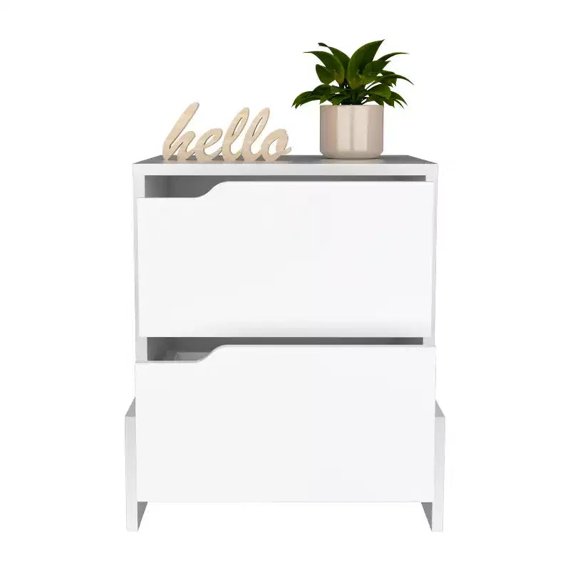 Avec un design épuré et moderne, table de chevet, avec 2 tiroirs