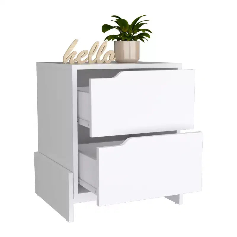 Avec un design épuré et moderne, table de chevet, avec 2 tiroirs