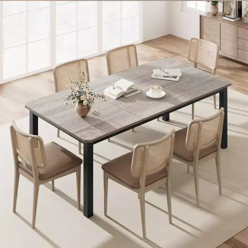 78.7'' Rectangular Dining Table for 6-8, Modern Kitchen and Dining Room Table with Metal Frame, Table Only - Gray