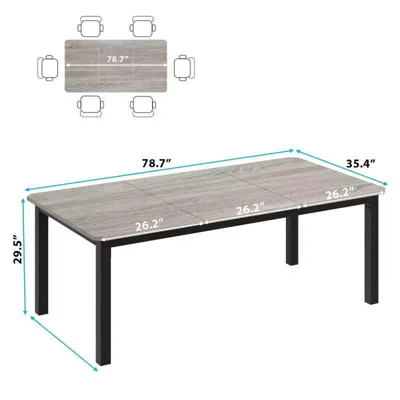 Table à manger rectangulaire pour 6 à 8 personnes, table de cuisine et de salle à manger moderne