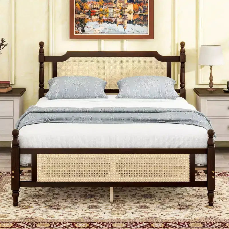 Cadre de lit Queen avec rangement sous le lit, haute capacité de poids, métal robuste