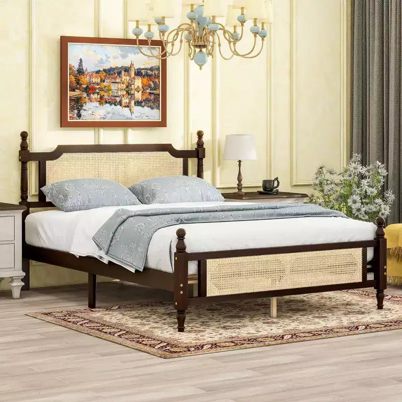 Cadre de lit Queen avec rangement sous le lit, haute capacité de poids, métal robuste