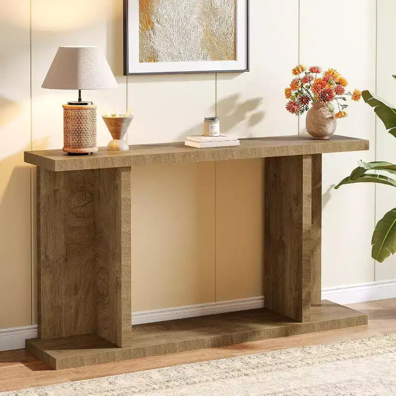Lantine 55 Long Console Table, Wooden Narrow Sofa Table Behind the Couch, Farmhouse Entryway Furniture for Living Room, Hallway