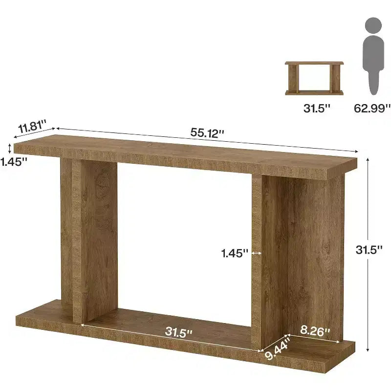 Console longue, Table de canapé étroite en bois derrière le canapé
