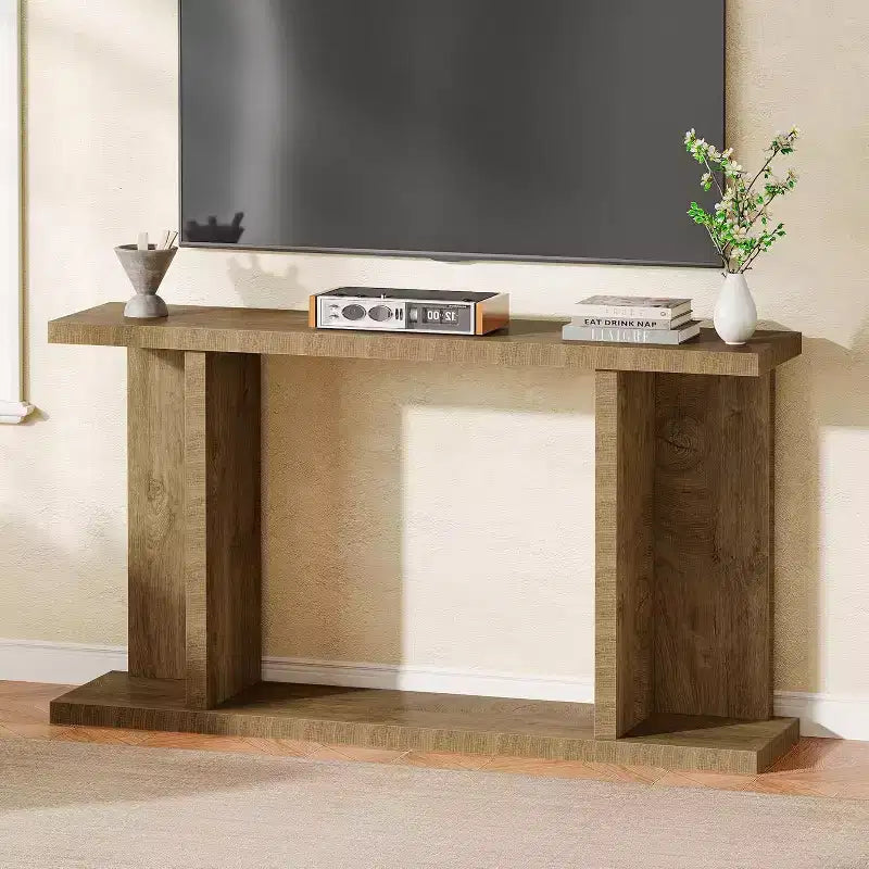 Console longue, Table de canapé étroite en bois derrière le canapé