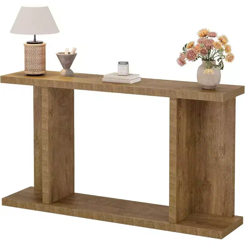 Console longue, Table de canapé étroite en bois derrière le canapé