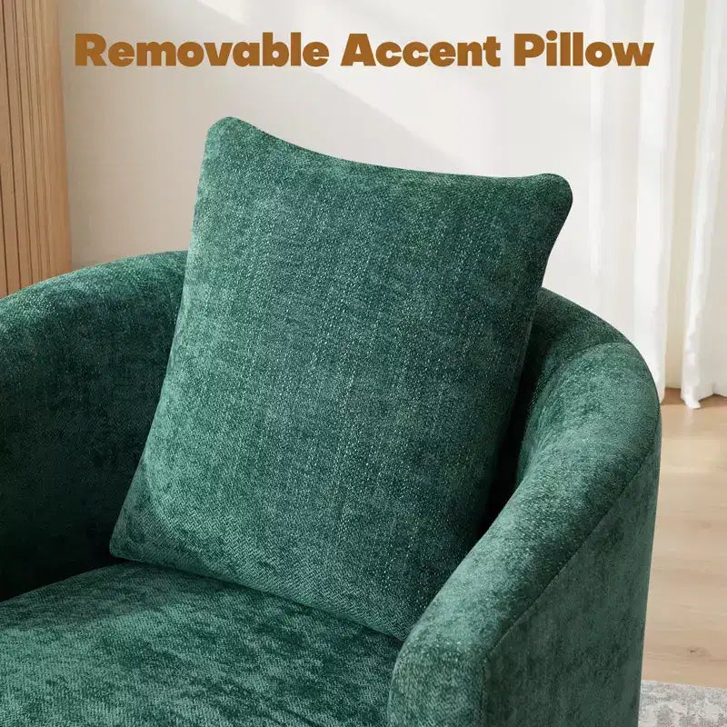 Fauteuil pivotant, fauteuil crapaud en chenille avec oreiller