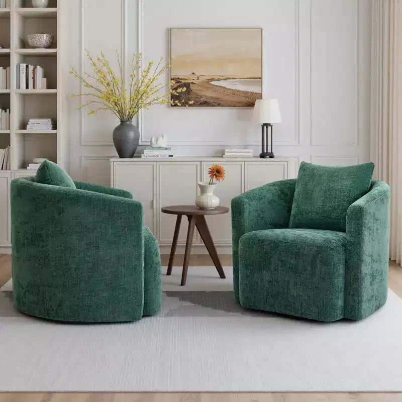 Fauteuil pivotant, fauteuil crapaud en chenille avec oreiller